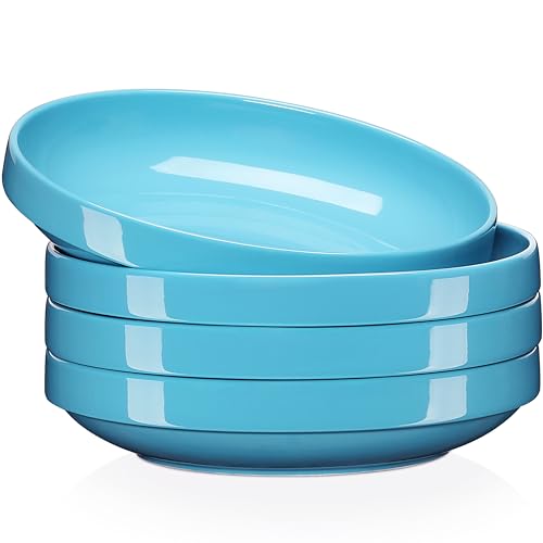 LOVECASA Juego de Platos de Sopa para 8 Persona, Platos Hondos de Porcelana de 8 Piezas, Platos 1020 ml Ensalada/Pasta/Sopa/Fruta, Azul Marino