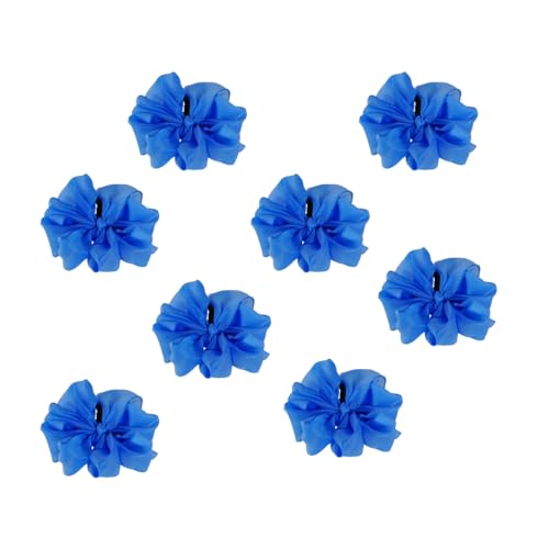 Image of Readymade Ribbon for School Girls - Soft Satin Bow Hair Accessory - Easy to Wear, Stylish & Neat Look - Ideal for School Uniforms bow in girls & Daily Use - Pack of 8 /School Ribbon in Kids (Sky Blue Colour)
