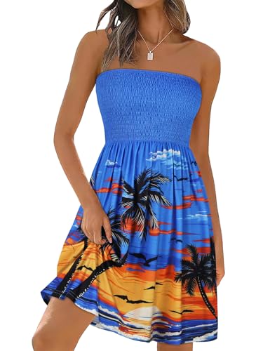 Image of elescat Summer Dresses for Women 2026 Strapless Casual Beach Cover Ups Tube Top Sundress