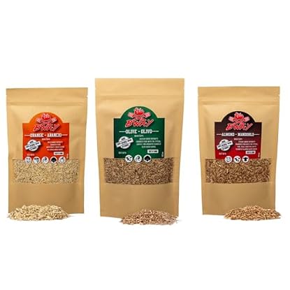 Foto di BWAY Trucioli Per Affumicatura Gusto Olivo, Arancio, Mandorlo da utilizzare con Affumicatore Da Cucina | eBook Omaggio con 20 Ricette (3x400 ml)