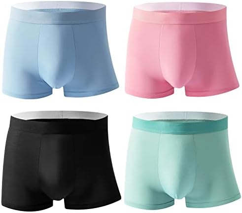 Men's Boxer Briefs Low Rise Undies Cool Boxers Shorts Underpants Soft Pants Breathable Trunks Ice Silk Underwear for Men