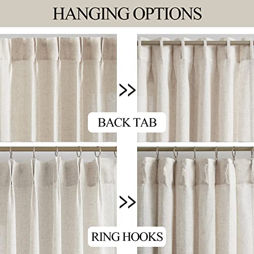 Vision Home Natural Pinch Pleated Semi Sheer Curtains Textured Linen Blended Light Filtering Window Curtains 84 inch for Living Room Bedroom Pinch Pleat Drapes with Hooks 2 Panels 42" Wx84 L - Image 3