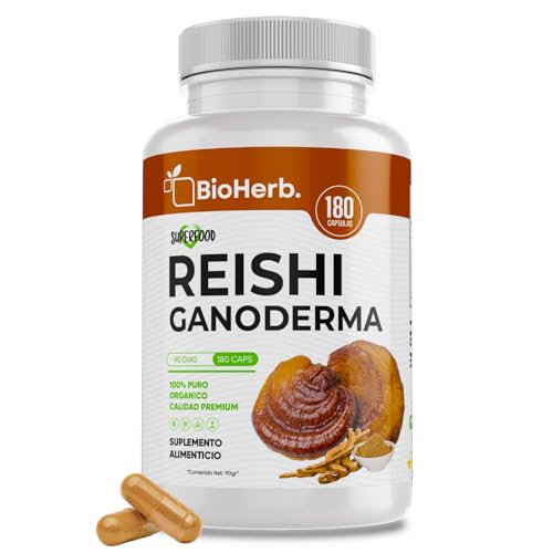 Biofarma, BioHerb Hongo Reishi Ganoderma 100% Puro (180 Capsulas 500mg) |ORGANICO | NATURAL | Para 90 Dias | - Reishi Ganoderma- BioHerb. … (180)