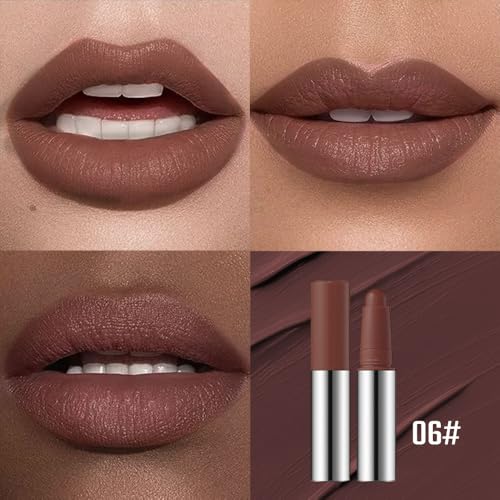 Image of Chocolate Brown Matte Lipstick Crayon - Waterproof Long Lasting Lip Liner Pencil, High Pigment Creamy Velvet Lipstick, Non-Drying Lip Color for Women, 06#
