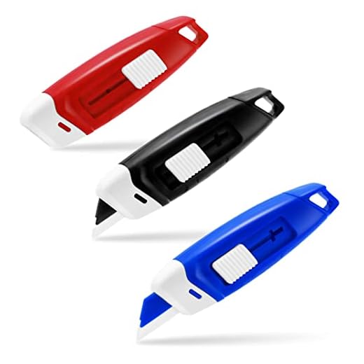 Sonuimy 2-Stage Retractable Ceramic Mini Box Cutter, Safety Box Opener with Lock, Magnetic Package Opener Keychain, Small Pocket Utility Knife Tool Knives for Warehouse Office Work Cardboard -3PCS