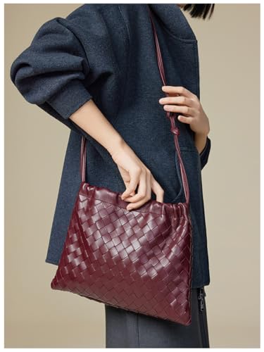 Woven Large Crossbody Bags for Women Trendy Soft Leather Shoulder Tote Purses3