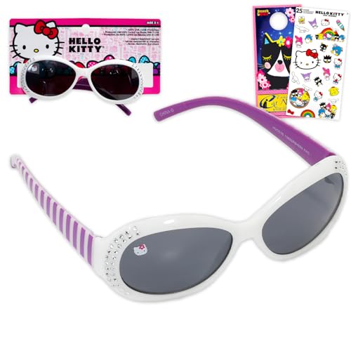 SANRIO Hello Kitty Sunglasses for Kids Set - Bundle with Stylish, Comfortable & Durable Hello Kitty Sunglasses Plus Stickers, More | UV-Protection Accessories for Girls