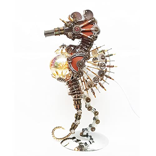 Puzzle 3D métal de haute précision de 2100 pièces formant une lampe hippocampe lumineuse - 7