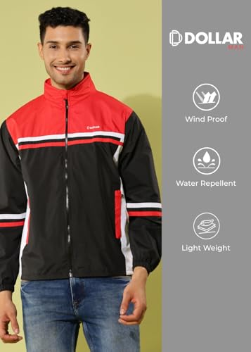 Image of Dollar Men's Polyester Colourblock Windcheater Jacket With Zipper Pockets
