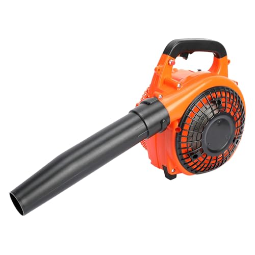 Blower de Hojas Gasolina 26cc, soplador de gas para Limpieza Patio con 7500 TR/Min, sopladores de Nieve Mano Un Flujo de Aire Alta Velocidad 250 km h, Césped Hojas, Nieve, Extracción Naranja