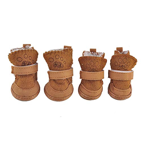 Wowobjects® Cute Soft Bottom Comfortable Non-Slip Warm Winter Dog Shoes for Small Pet Dogs (Brown) Pack of 4 (B08P4ZV2NN) Amazon Price History, Amazon Price Tracker