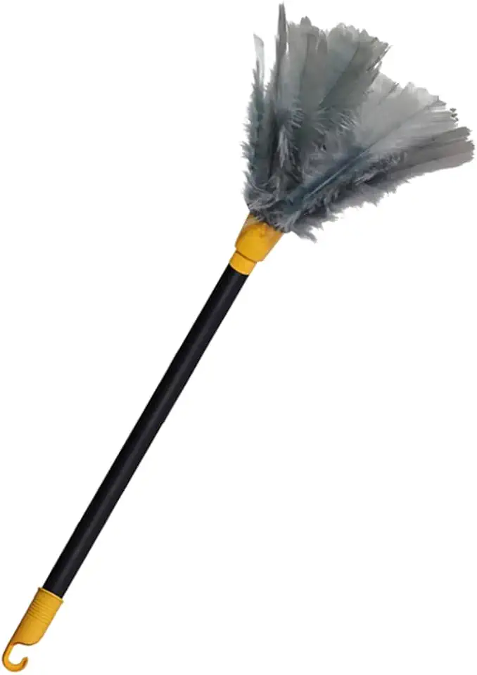 Espanador De Pó ORIGINAL GRANDE 52cm Com Penas Naturais, Cabo longo, Tira Pó De Livros, Tira pó de Mesas, TVs, Note, Móveis, Limpador De Poeira, Para Escritório, Para Lojas.