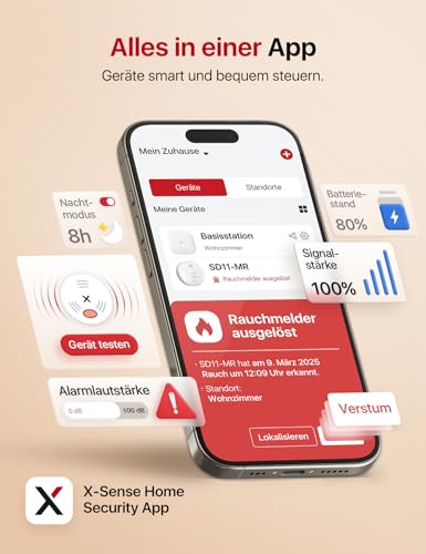 X-Sense Smart Rauchmelder, Nachtmodus & Magnethalterung, SD11-MR31, 3 Stück – Ansicht 3