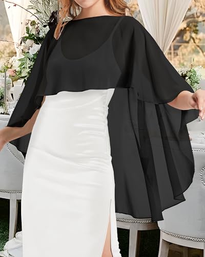 Womens Capelets Shawls and Wraps for Evening Dress Chiffon Capes Wedding Cover Up3