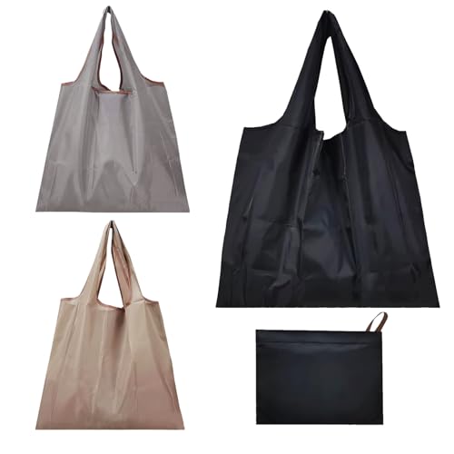 KAYEF 3-teilige faltbare Einkaufstasche, faltbare Einkaufstasche mit Beutel, wiederverwendbare Einkaufstasche, waschbar, langlebig und leicht