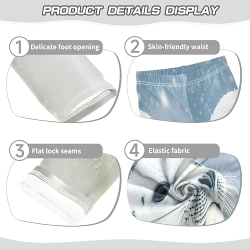 Lovely White Seal Snowflakes Girls Casual Leggings for Kids Printed Long Pant Bottoms Stretch and Soft3