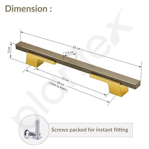 Image of Plantex Cabinet Handle /Kitchen Cabinet Door Handle /Wardrobe /160 mm Cupboard Handle /Door Pull-Push Handle for Home /Office - Pack of 2 (Brass Antique & Gold)