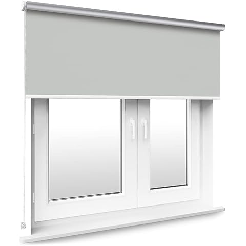 Light Grey Thermal Blackout Window Roller Blind Available in 16 Width Sizes, 65cm wide (+ 4.5cm fittings) Cover