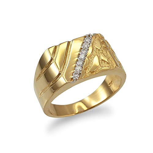 Men's Diamond Accent Rectangle Nugget Ring in 10K Yellow Gold2