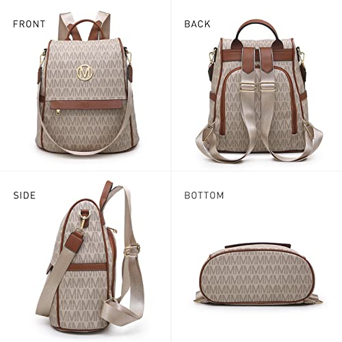 MKP Women Fashion Backpack Purse Multi Pockets Signature Anti-Theft Rucksack Travel Ladies Shoulder Bag Handbag 2Pcs