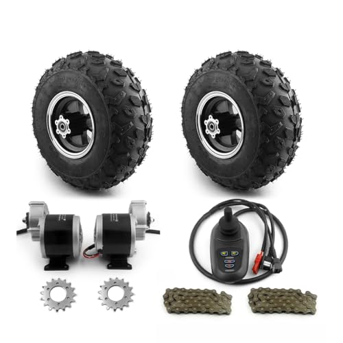 Electric Sand Beach Barrow Trolley Cart, Dual Drive Geared Motor Kit, DIY, Fat Wheel, Chain, 24V, 700W, 14.5 Inch (Joystick Controller Max speed 11kph)