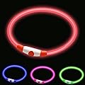 LED Dog Collar,Glow Light Collar for Dogs,Ultra Bright USB Rechargeable Cut to Fit Any Size - Rechargeable Battery - Increased Visibility & Safety For Your Pets(Red)