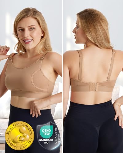 Image of Momcozy Hands Free Pumping Bra, Adjustable Breast-Pumps Holding and Nursing Bra, Pumping & Nursing Bra in One