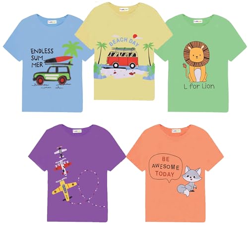 Image of Toddylon Kids T-Shirt Combo Half Sleeve Tshirt Summer Tops Tshirts Boys & Girls Regular Fit T-Shirts Boys Half Sleeves Cotton T-Shirt Summer T Shirt for Boys & Girls Pack