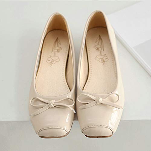 Bellirala Women Patent Square Toe Ballet Flats Comfort Slip On Ballerina Dress Shoes with Bow4