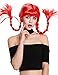 Produktbild WIG ME UP - DDH-T8175-PC13 Perücke Damenperücke Karneval Halloween Freche Göre Lolita steife geflochtene Zöpfe rot Pony