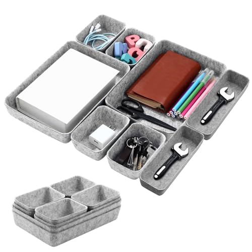 8 Stück Schubladen Organizer,Schubladen Organizer Filz, stapelbare organizer schublade, geeignet für Schreibtisch, Frisiertisch, Büro, Nachttisch,...