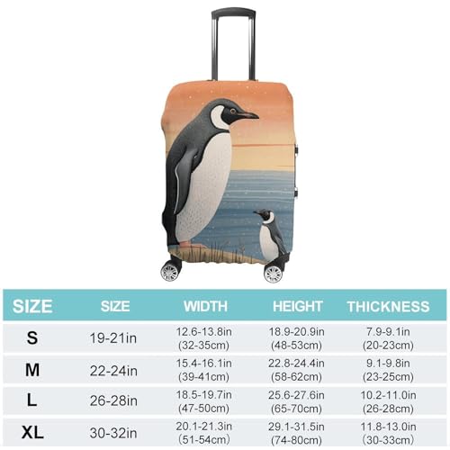Hand Drawn Penguin Travel Luggage Cover Anti-scratch Suitcase Cover Elastic Suitcase Protective Cover Fits 19-32 Inch Luggage L2