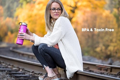 Image of HYDRO CELL Stainless Steel Insulated Water Bottle with Straw - For Cold & Hot Drinks - Metal Vacuum Flask with Screw Cap and Modern Leakproof Sport Thermos for Adults (Fuchsia 24oz)