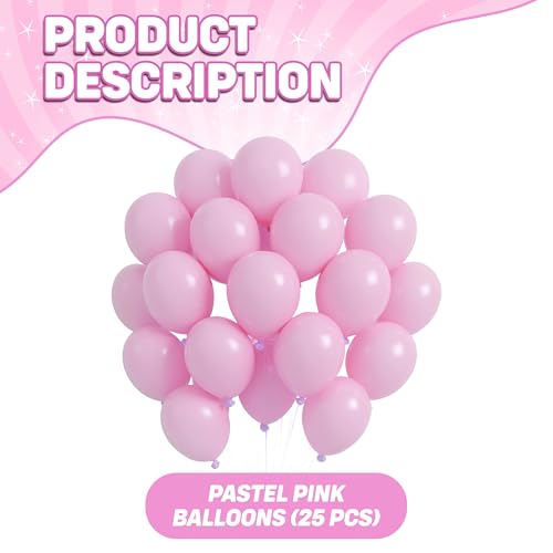 Image of Party Propz Pastel Pink Balloons - 25 Pcs Pink Pastel Colour Balloons For Birthday Decoration | Pastels Pink's Balloon | Balloon For Decoration | Colour Balloon's (latex)
