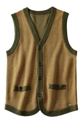 ZHILI Mens Sweater Vest Solid Knitted Lightweight Thermal Cardigan,DXL Big and Tall Vest