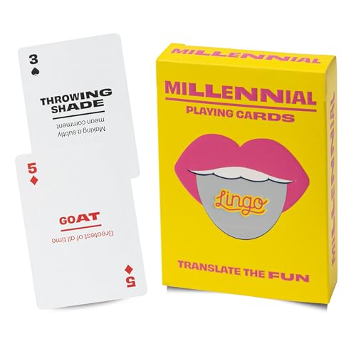 Lingo Slang Playing Cards | Language Learning Game Set | Fun Visual Flashcard Deck to Increase Vocabulary and Pronunciation Skills (Millennial Slang)