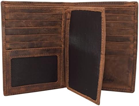 Marshal Bifold Leather RFID Blocking Wallet For Men & Women | Genuine Leather Holder With 20 Slots, 2 Bill Compartments & ID Window | Hipster wallet Money, Driver’s License, Travel & More (Vintage)
