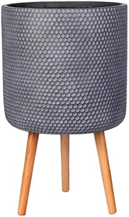 IDEALIST Plant Pots Indoor with Legs White Flower Pot Honeycomb Style D25 H34 cm, with Inner Top D21 cm, 9.1L