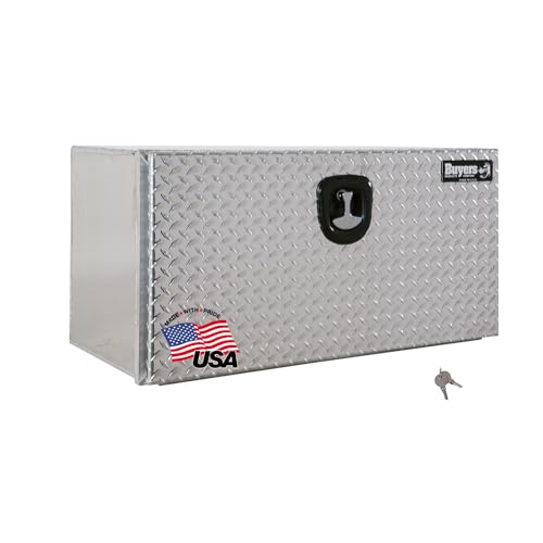 Image of Buyers Products 1706510 Silver Pro Series Aluminum Underbody Truck Box with Diamond Tread Door, 18x18x48 Inch, Made In the USA, Durable Vehicle Tool Box for Storage and Organization
