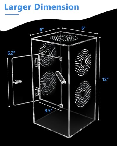 Jumping Spider Enclosure - 11.7x6x6 Inch Large Acrylic Terrarium Tarantula Enclosure - Reptile Enclosure Tank with Front Opening Door - Jumping Spider Habitat Enclosure Accessories - Thumbnail 2