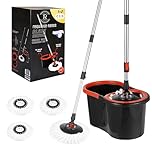 Requisite Needs Smart Spin Mop and Bucket Set – Black edition – Anti-splashing Strong And Sturdy Material – Easy Floor Moping System – 1x Bucket + 3 Replacement Mop Heads – 13 Liter (Mop + Bucket)