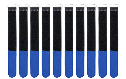 Infitronic INPKB1616BLU INPKB1616BLU-10 x opaska kablowa z metalowym oczkiem na rzep/flausz po obu stronach (16 x 160 mm niebieski)