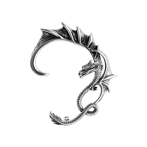 AccGin Gothic Dragon Ear Cuff 1pcs Retro Silver Punk Hip