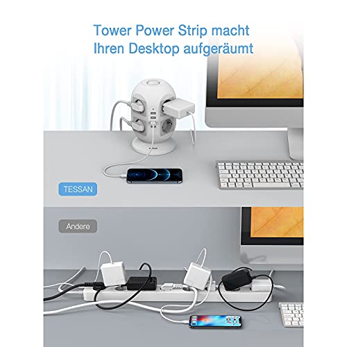 TESSAN USB Stekkerdoos, Meervoudige stekkerdoos overspanningsbeveiliging, 8 voudige Stekkerdoos Overspanningsbeveiliging - Image 4