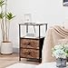 LOAKEKEL Night Stand Set 2, Nightstand with Charging Station, End Tables with Storage Shelf for Small Spaces, Bedside Table Side Tables with 2 Fabric Drawers for Bedroom, Rustic Brown, HETS020PBR