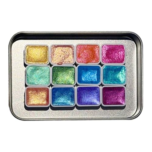 Juego De Acuarelas Con Purpurina Para Niños - Set de 12 Colores para y Dibujar para Niños - Materiales Portátiles Para Principiantes Artistas Niñas,Regalo Cumpleaños Aula Manualidades Creativas