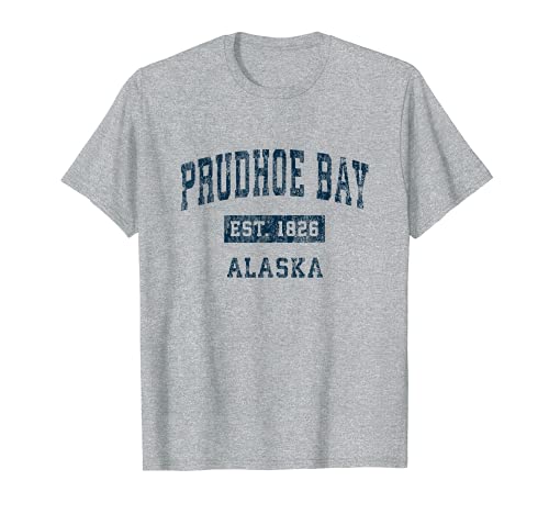 Prudhoe Bay Alaska AK Diseño deportivo vintage estampado azul marino Camiseta