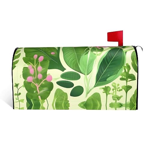 Fiori di piante rosa Si tratta di una copertura per cassetta postale in tessuto impermeabile con una stampa su un lato e un'apertura curva su un lato.