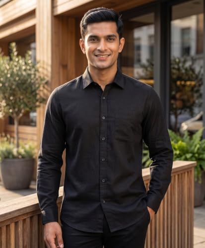 Image of Men's Regular Fit 100% Cotton Solid Casual Shirt