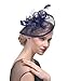 Produktbild Fashband Braut Birdcage Schleier Fascinator Hut Blume Mesh Federn auf einem Stirnband und einem Clip Cocktail Tea Party Headwear Derby Kentucky Rennen Zylinder für Mädchen und Frauen (Navy blau)